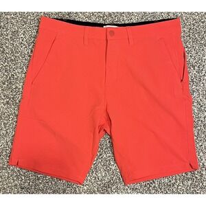 TEE TIME Shorts Mens 32 Red Chino Golf Stretch Lightweight Performance Pockets‎
